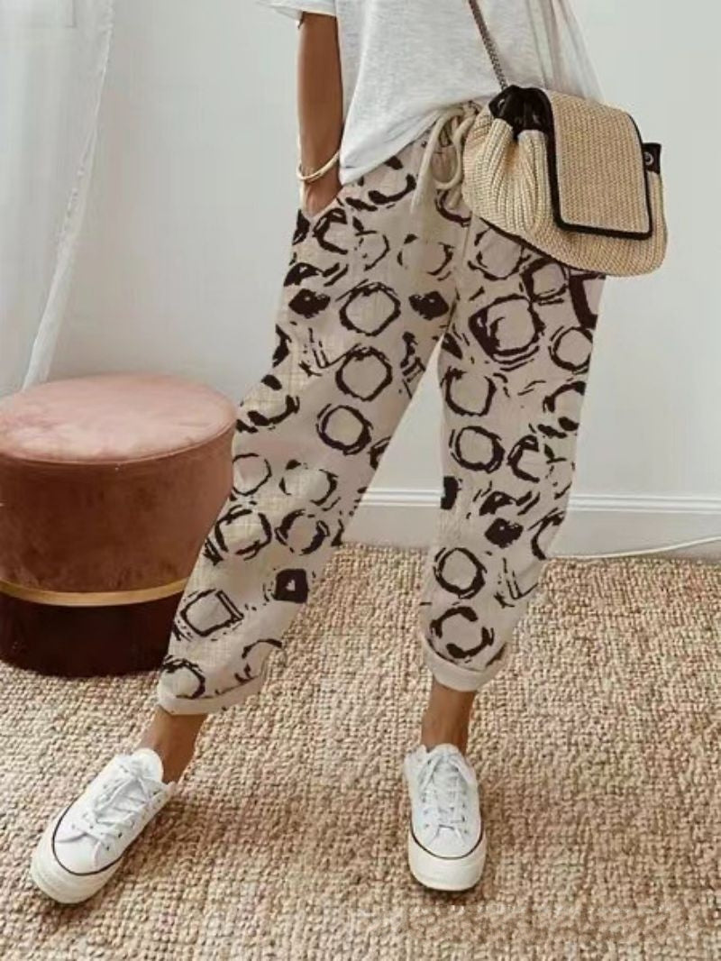 Women Slim Cotton Printed Pants