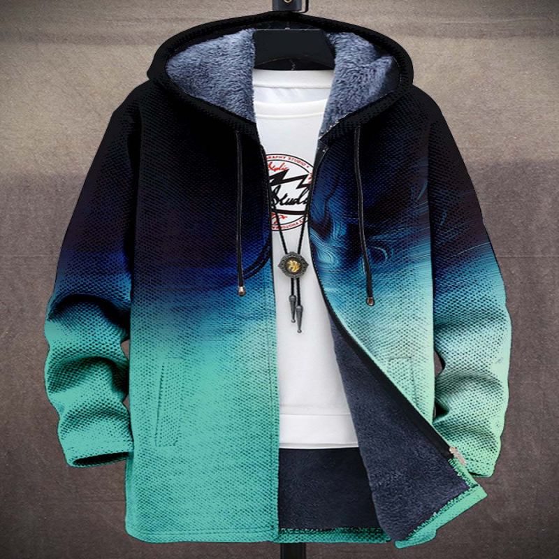 Printed Stand Collar Jacket For Men's Outerwear