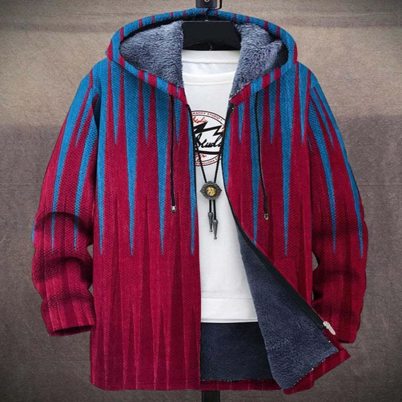 Printed Stand Collar Jacket For Men's Outerwear