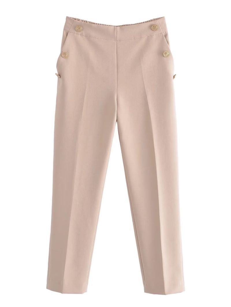 Metal Button Straight Trousers