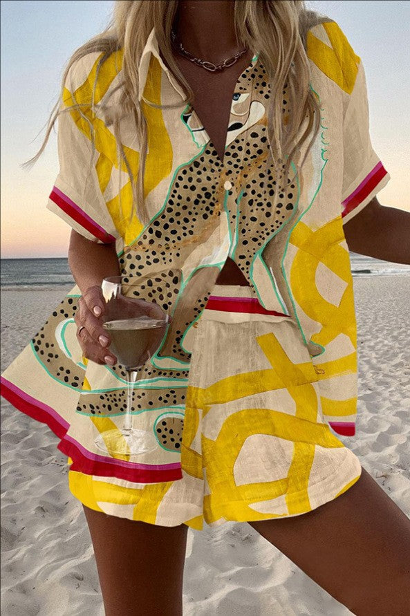 Summer Digital Printing Leisure Suit
