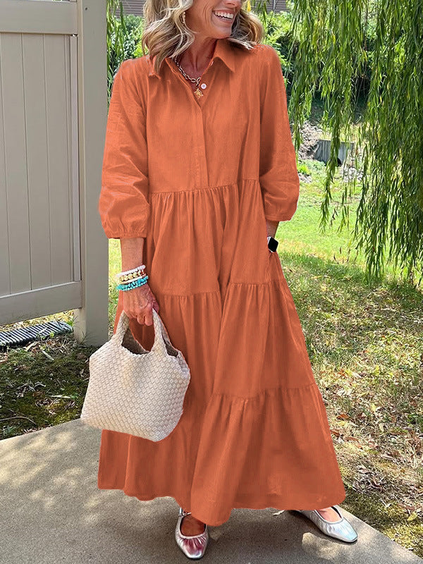 Loose Lapel Mid-Sleeve Skirt