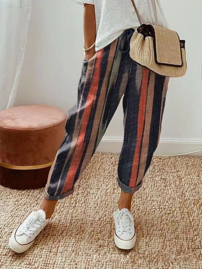 Women Slim Cotton Printed Pants
