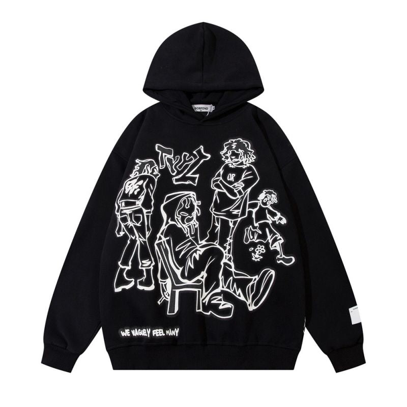 Line Character Print Hoodie