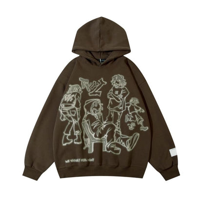 Line Character Print Hoodie
