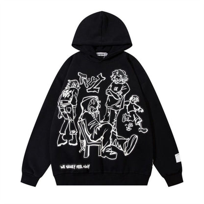 Line Character Print Hoodie