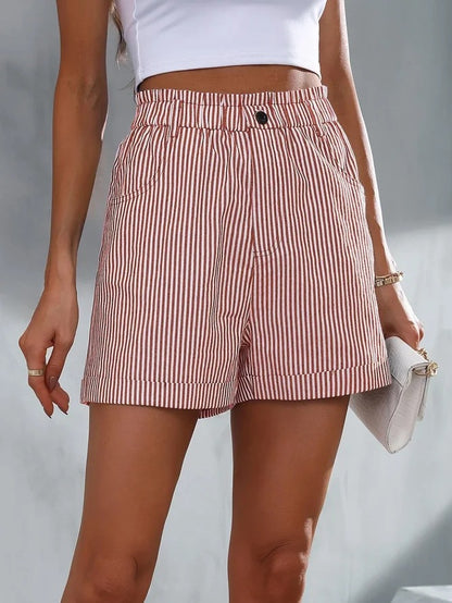Casual Pocket Striped Shorts
