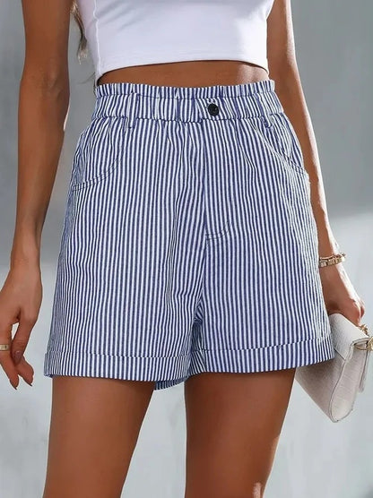 Casual Pocket Striped Shorts
