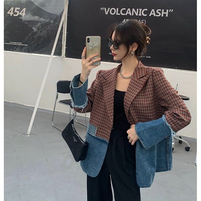 Denim Patchwork Suit Jacket