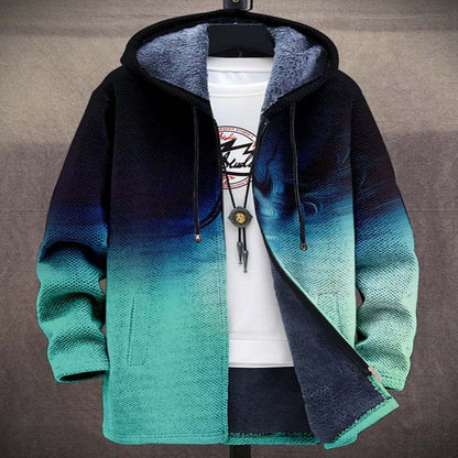 Printed Stand Collar Jacket For Men's Outerwear