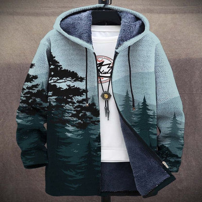 Printed Stand Collar Jacket For Men's Outerwear