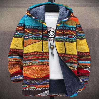 Printed Stand Collar Jacket For Men's Outerwear