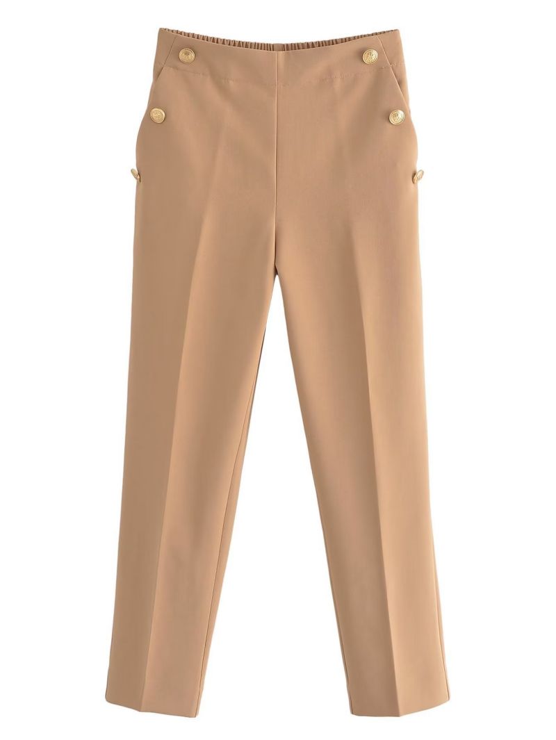 Metal Button Straight Trousers