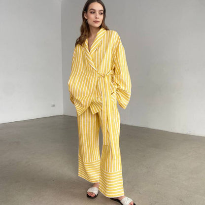 European and American Striped Long Sleeve Suit