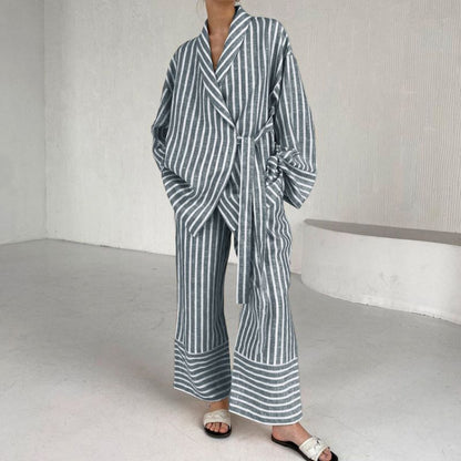 European and American Striped Long Sleeve Suit