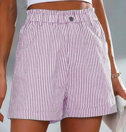 Casual Pocket Striped Shorts