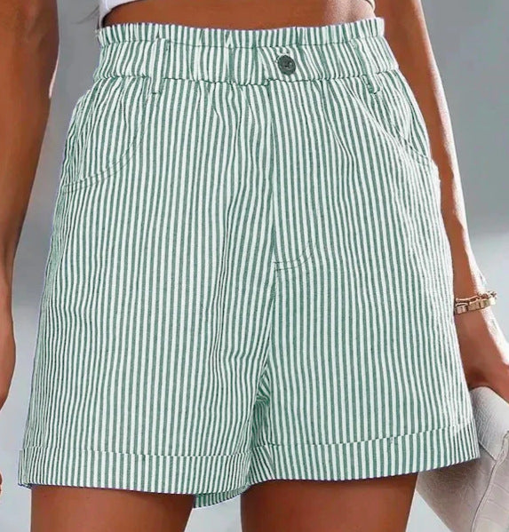 Casual Pocket Striped Shorts
