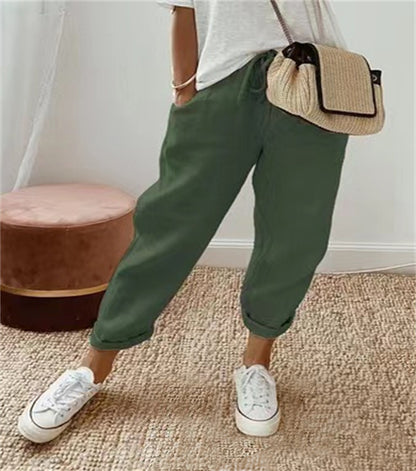 Women Slim Cotton Printed Pants