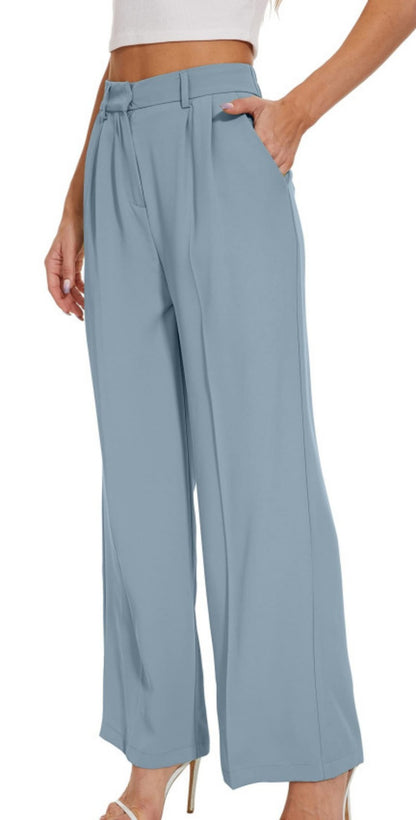 High-Waist Solid Wide-Leg Pants