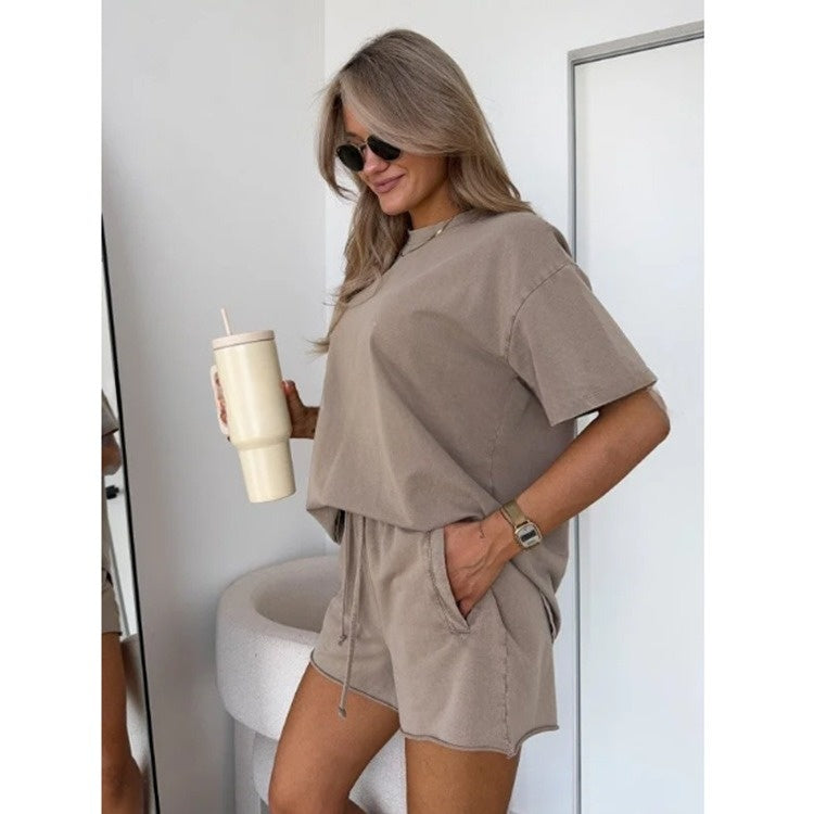Solid Color Casual Sweat Suit