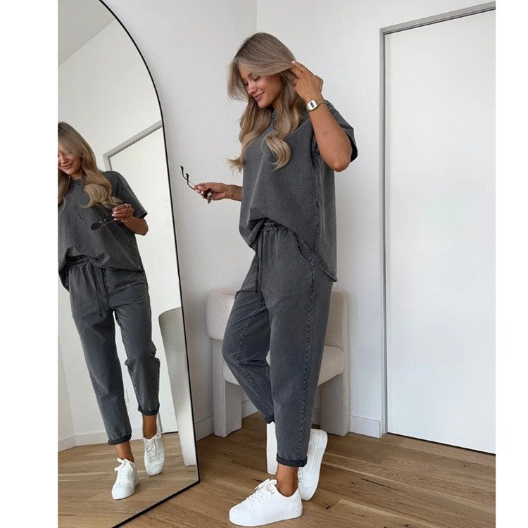Solid Color Casual Sweat Suit