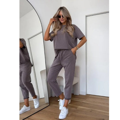 Solid Color Casual Sweat Suit
