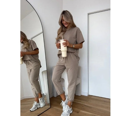 Solid Color Casual Sweat Suit