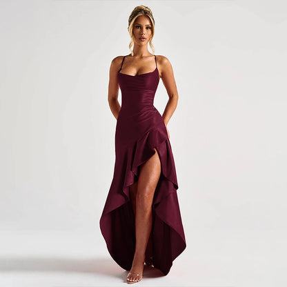 Square Collar Backless Dress