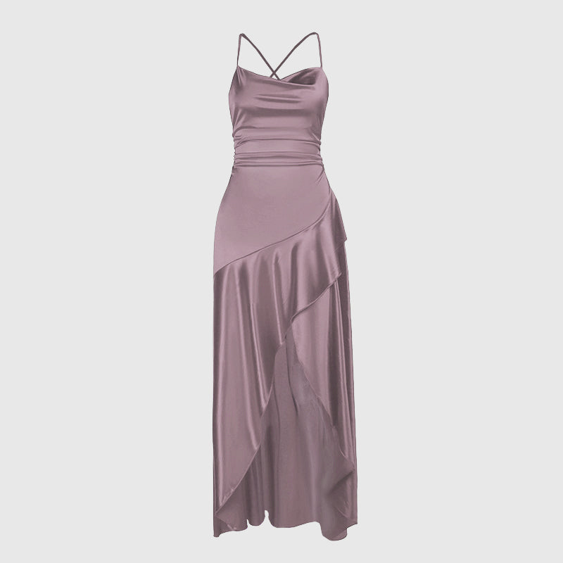 Square Collar Backless Dress