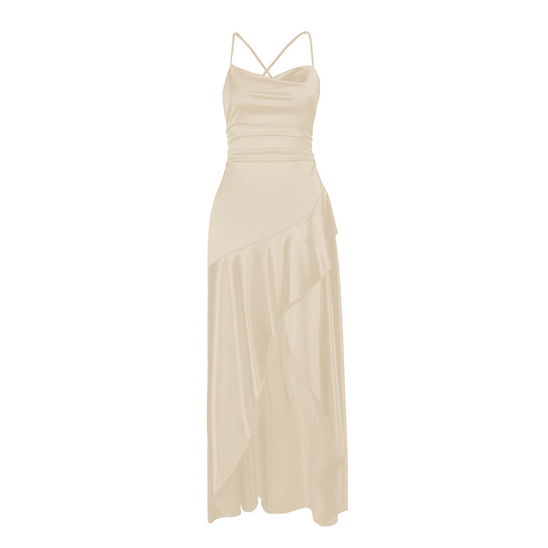 Square Collar Backless Dress