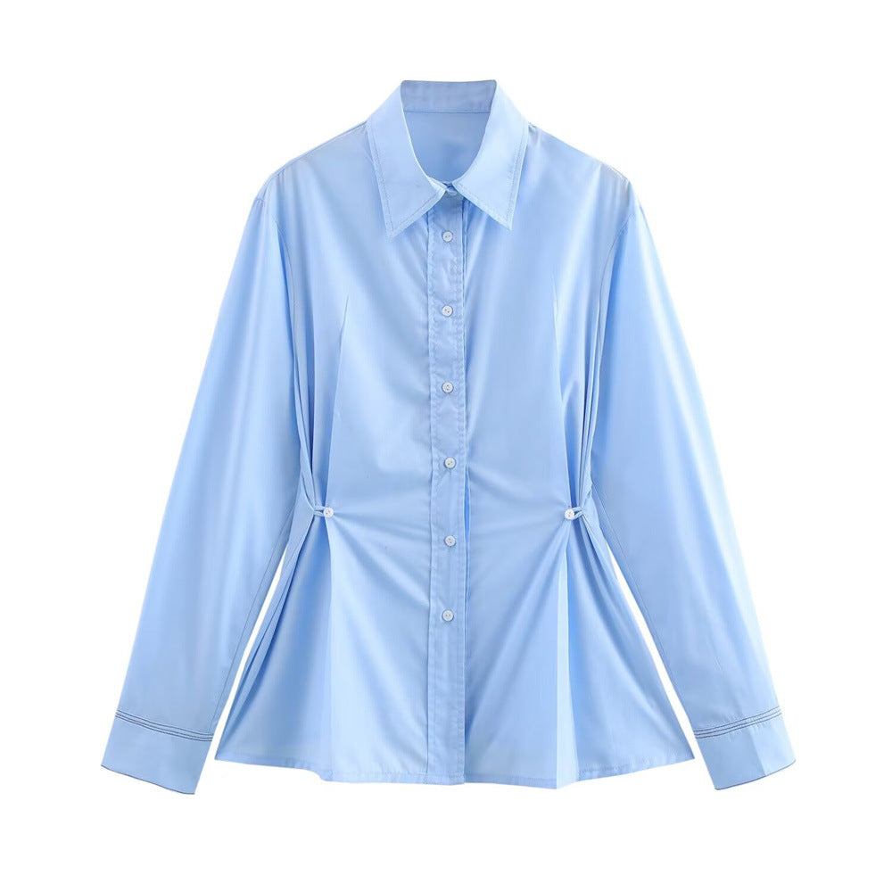 Slim-fit Waist Long-sleeved Shirt