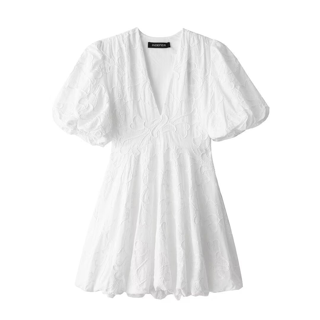 Embroidered Fluffy Dress