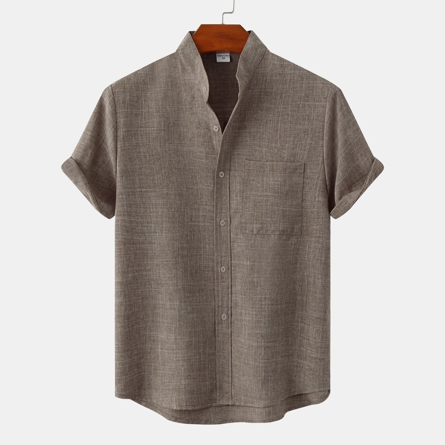 Men's Short-sleeved Cotton-linen Shirt