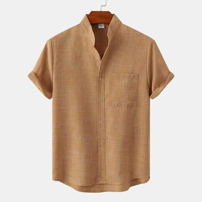 Men's Short-sleeved Cotton-linen Shirt