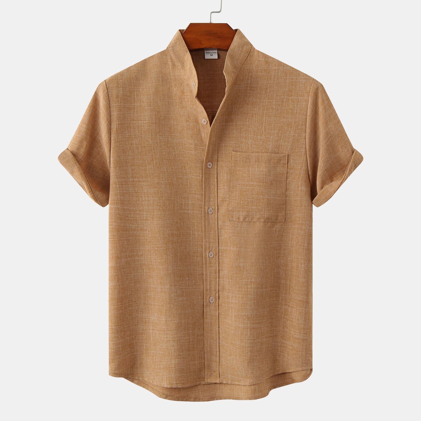 Men's Short-sleeved Cotton-linen Shirt