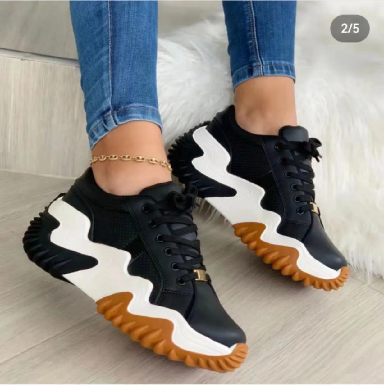 Platform-Heeled Lace-Up Shoes