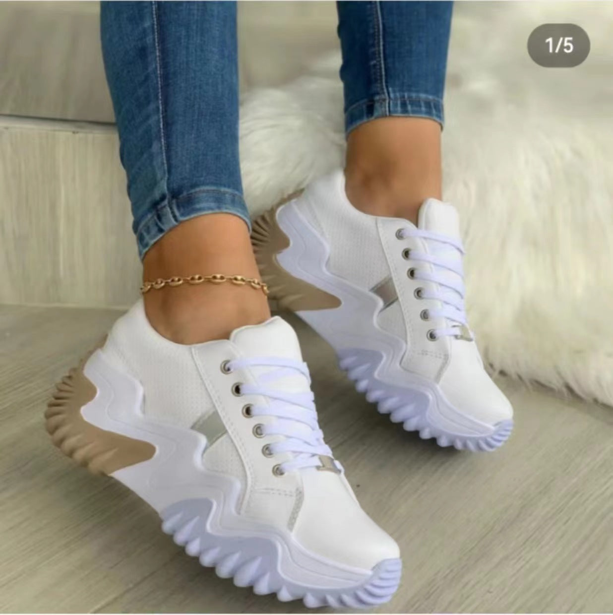 Platform-Heeled Lace-Up Shoes