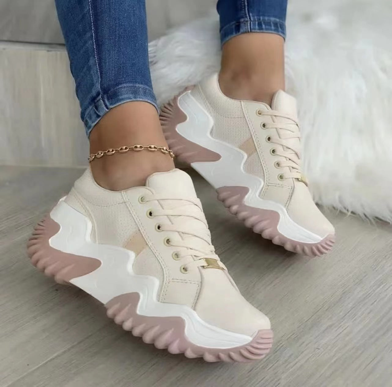 Platform-Heeled Lace-Up Shoes
