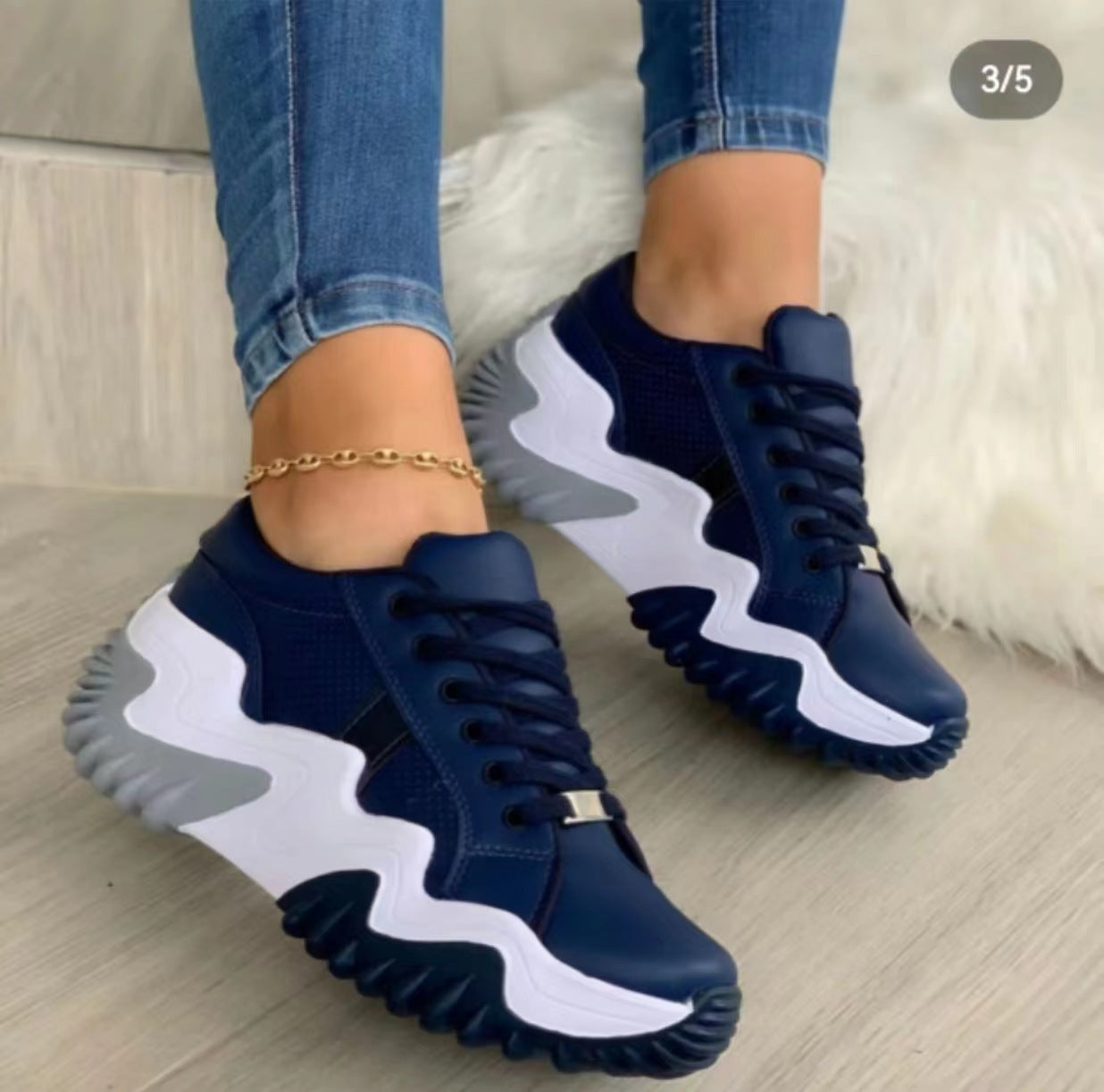 Platform-Heeled Lace-Up Shoes