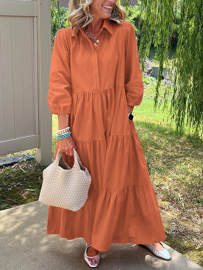 Loose Lapel Mid-Sleeve Skirt