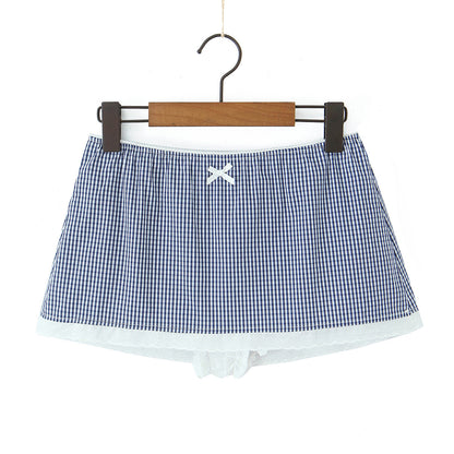 Check Short Sleeve Skirt Suit