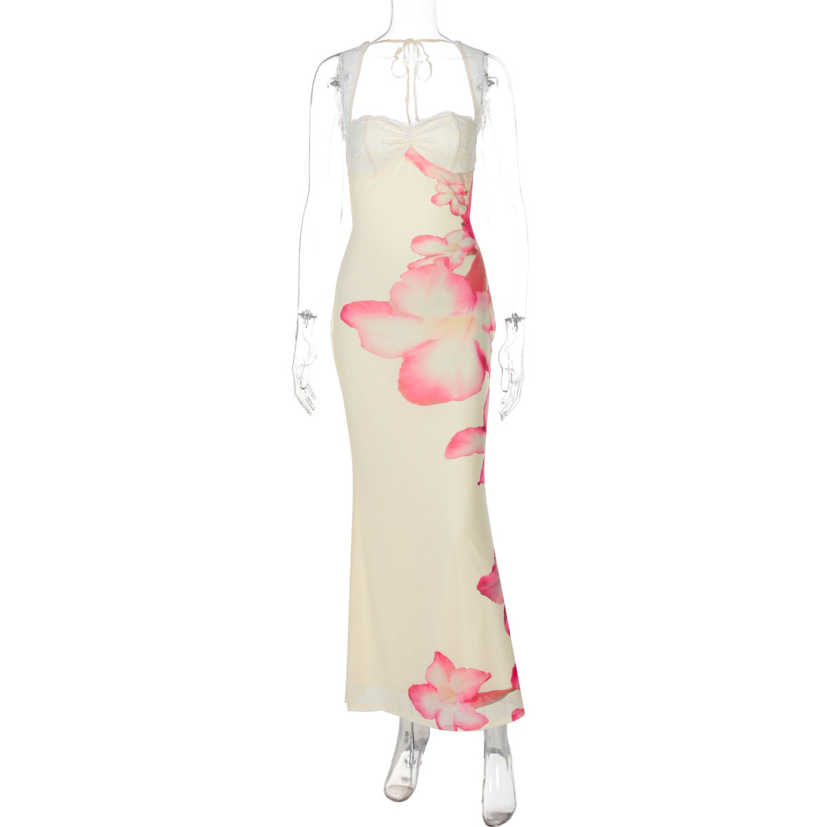 Printed Strap Backless Dress