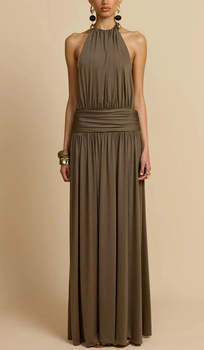 Neck Pleated Dress Dress